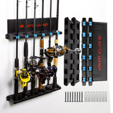 Better Leader vertical rod holder closeup demonstrates secure grip for stored rods.
