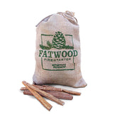 Better Wood Fatwood burlap bag 8 lb ready for quick fire lighting.
