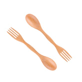 Beufee 2Pcs wooden spoons forks set packaging for easy transport.