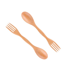 Beufee 2Pcs wooden spoons forks set packaging for easy transport.