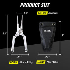 Beyond Braid Pro Aluminum Series pliers – multi-function jaws simplify hook removal and weight crimping.