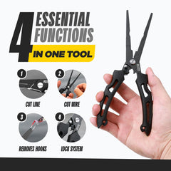 Close-up of 8.5-inch long nose pliers in black finish