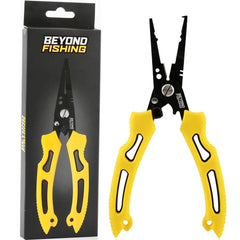 Beyond Fishing QuickRig 7-Inch Pliers Yellow - saltwater stainless steel with corrosion-resistant coating