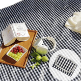 Beyond Thursday cute gingham blanket folded compact for easy trunk storage and quick outings