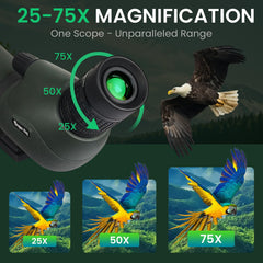 BIBIRE 80mm fully multi-coated lens provides brighter images in low light.