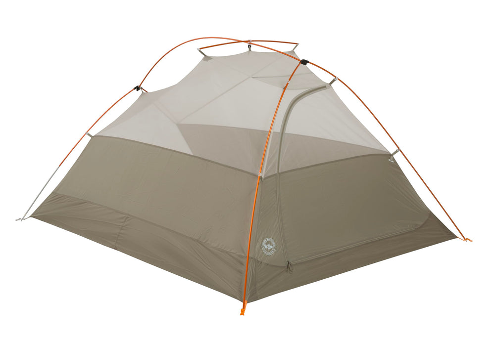 Big Agnes C Bar tent vestibule showing weather-ready gear storage.