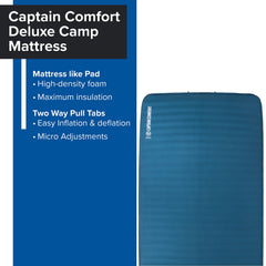 Big Agnes Captain Comfort Deluxe Camp Pad inflation valves enable quick setup and precise adjustments