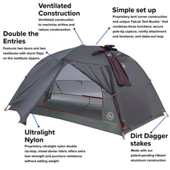 Big Agnes Copper Spur HV UL3 interior with roomy vestibule and gear storage.