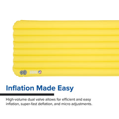 Big Agnes Divide high-volume valves enable quick inflation and precise firmness.