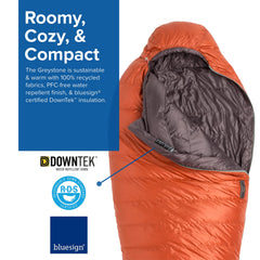 Big Agnes Greystone left zip enables easy entry on cool nights.