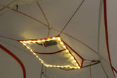 Big Agnes mtnglo gear loft square attached to tent loops for easy access to essentials.
