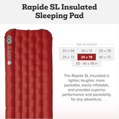 Big Agnes Rapide SL quilted-top sleeping surface for cushioned nights on trail.