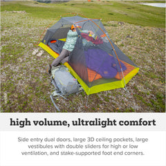 Big Agnes Tiger Wall UL 2P pole socket system—stable frame on uneven ground