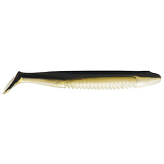 Big Bite Baits Cane Thumper 5-inch close-up; durable green pumpkin lure ideal as jig trailer.