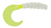 Big Bite Baits Fat Grub 2in pearl chartreuse, ideal for crappie casting and slow retrieves.