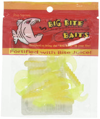 Big Bite Baits Fat Grub Acid Rain color for crappie and panfish; versatile for cast, jig, or trolling.