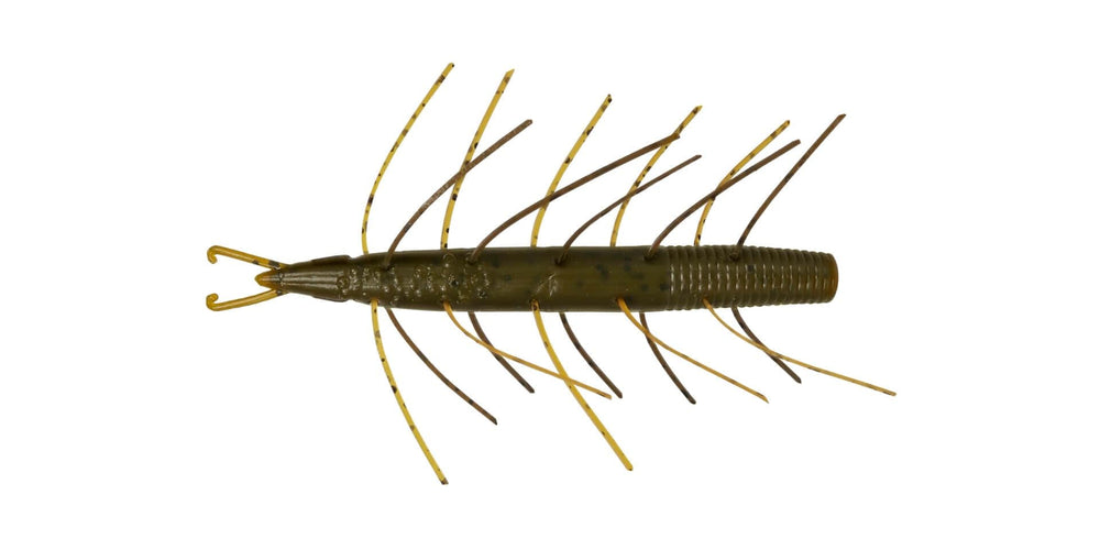 Big Bite Baits Fuzzy SCENTSATION Stick 4-inch, green pumpkin orange, ideal for drop shot bass