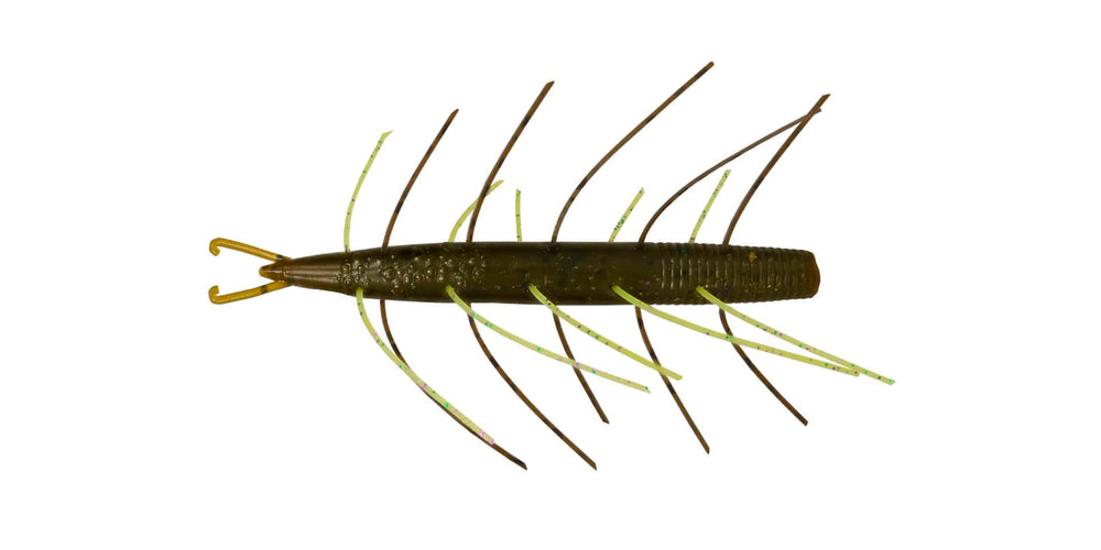 Big Bite Baits Fuzzy Scentsation Stick 4in on a drop shot boosts bass action.
