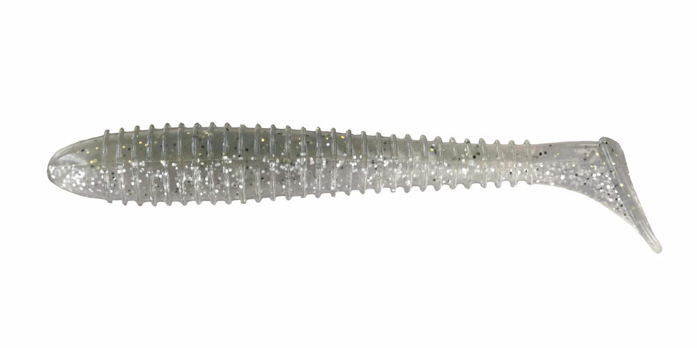 Big Bite Baits Pro Swimmer 4.8-inch smoky gold with clear silver tail, ideal for bass presentation
