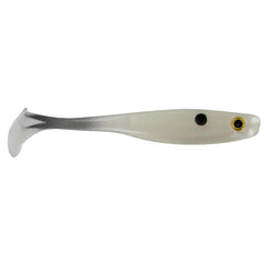 Big Bite Baits Suicide Shad Pearl 5in front view with lifelike tail for realistic swimming action.