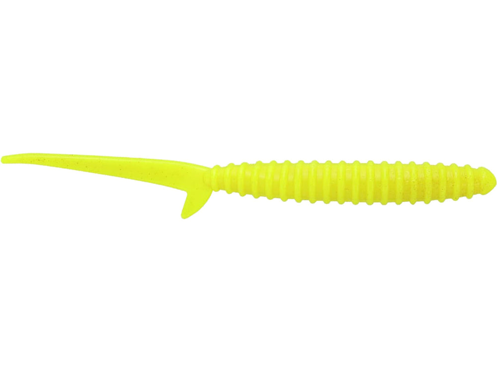 Big Bite Scentsation Thresher Worm Highlighter with shark-fin tail for finesse dropshot bites.