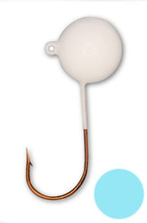 Big Nasty Tackle lead-free Super Glow Pout Pounder Jig glows for night fishing.