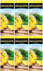 Bigelow I Love Lemon tea boxes front, caffeine-free citrus aroma.