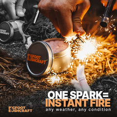 Close-up of Bigfoot Bushcraft weatherproof fire plugs for reliable ignition outdoors