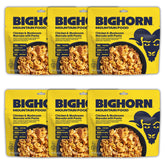 BIGHORN Mountain Food chicken-mushroom-marsala with noodles pouch close-up, high-protein backpacking meal
