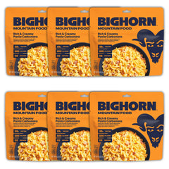 BIGHORN Pasta Carbonara cream sauce close-up showing rich texture for backcountry meals.