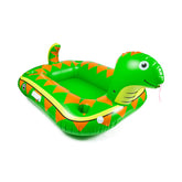 BigMouth Inc snake-shaped inflatable water cooler on calm pool water, keeping drinks chilled.