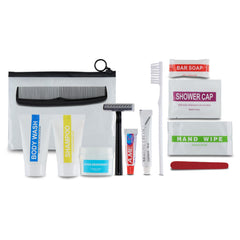 BILLIONHATS Basic Hygiene Kit contents including toothbrush and toothpaste for daily dental care.