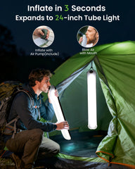 Biltrte Solar Camping Lantern inflated to 24-inch light tube.