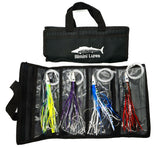 Bimini Lures offshore trolling lure set of 4 in action, ready for big pelagic fish.