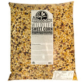 Biologic Wildlife Sweet Corn seed bag close-up, showing an heirloom blend for high-protein wildlife forage.