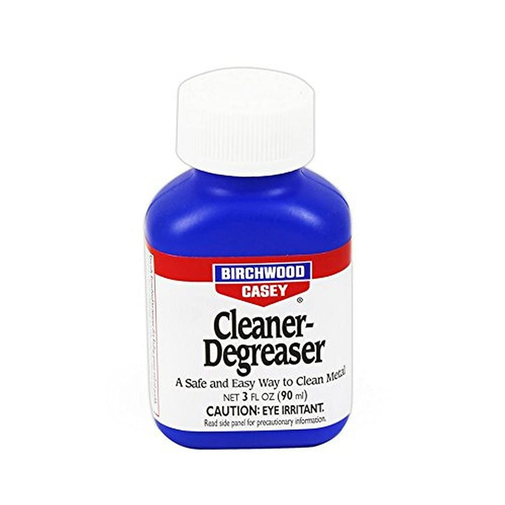 Birchwood Casey Cleaner-Degreaser bottle (3 oz / 90 ml) for gun cleaning and maintenance.