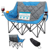 BIRDROCK HOME double camping chair blue-grey offers spacious seating for outdoors.