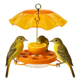 Birds Choice Oriolefest weatherguard in use protects nectar from rain and sun while attracting orioles.