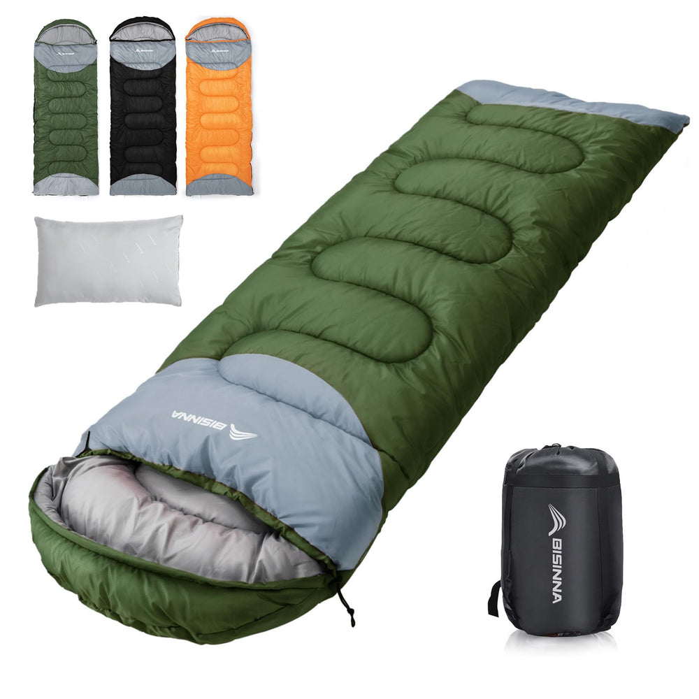 BISINNA 0-degree sleeping bag front view shows compact warmth for winter camping