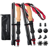 BISINNA carbon fiber trekking poles folded compact for travel convenience.