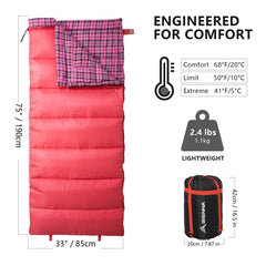 BISINNA envelope sleeping bag flannel lining for soft warmth during outdoor camping.