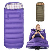 BISINNA Flannel XXL sleeping bag arm holes for easy sipping and reading in comfort.