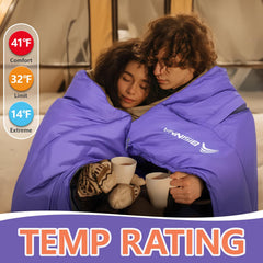 BISINNA Flannel XXL sleeping bag waterproof-coated ripstop exterior protects against moisture.