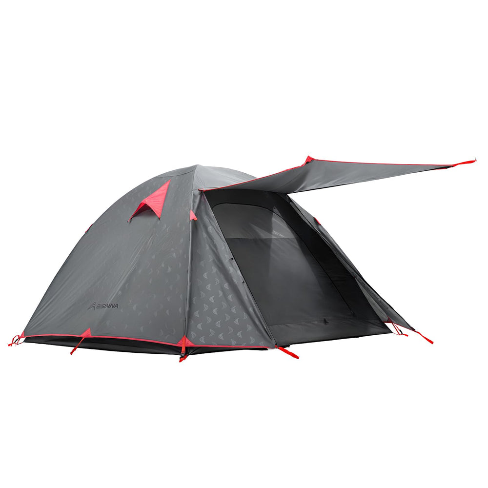 BISINNA lightweight 2-person tent front view, promoting family camping comfort.