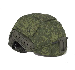 BisuGear 6B47 helmet cover front view with camo surface and Velcro compatibility.