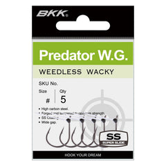 BKK Predator W.G. weedless hooks in pack of five for versatile setups.