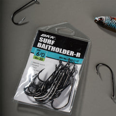 BKK Surf Baitholder Hook inward eye eases line connection and knots.