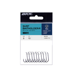 BKK Surf Baitholder Hook offset point enhances hookups on surf species.