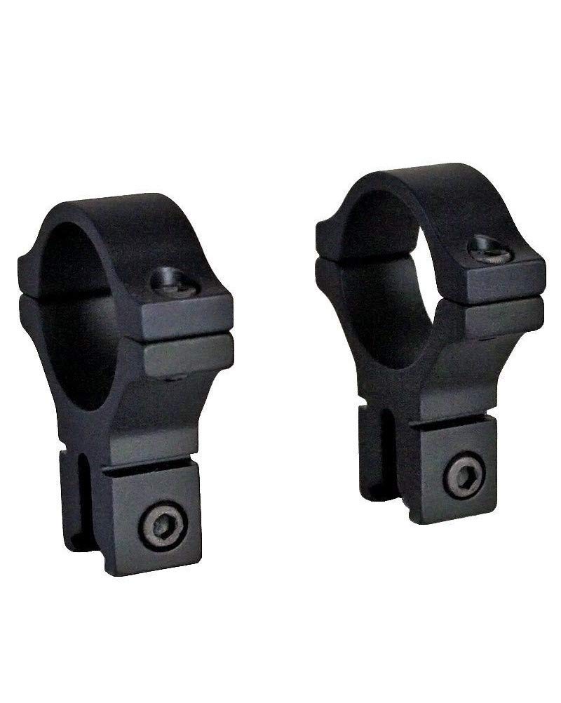 BKL 257 dovetail scope rings mounted on a 1-inch tube for stable alignment.
