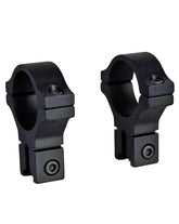 BKL 257 dovetail scope rings mounted on a 1-inch tube for stable alignment.